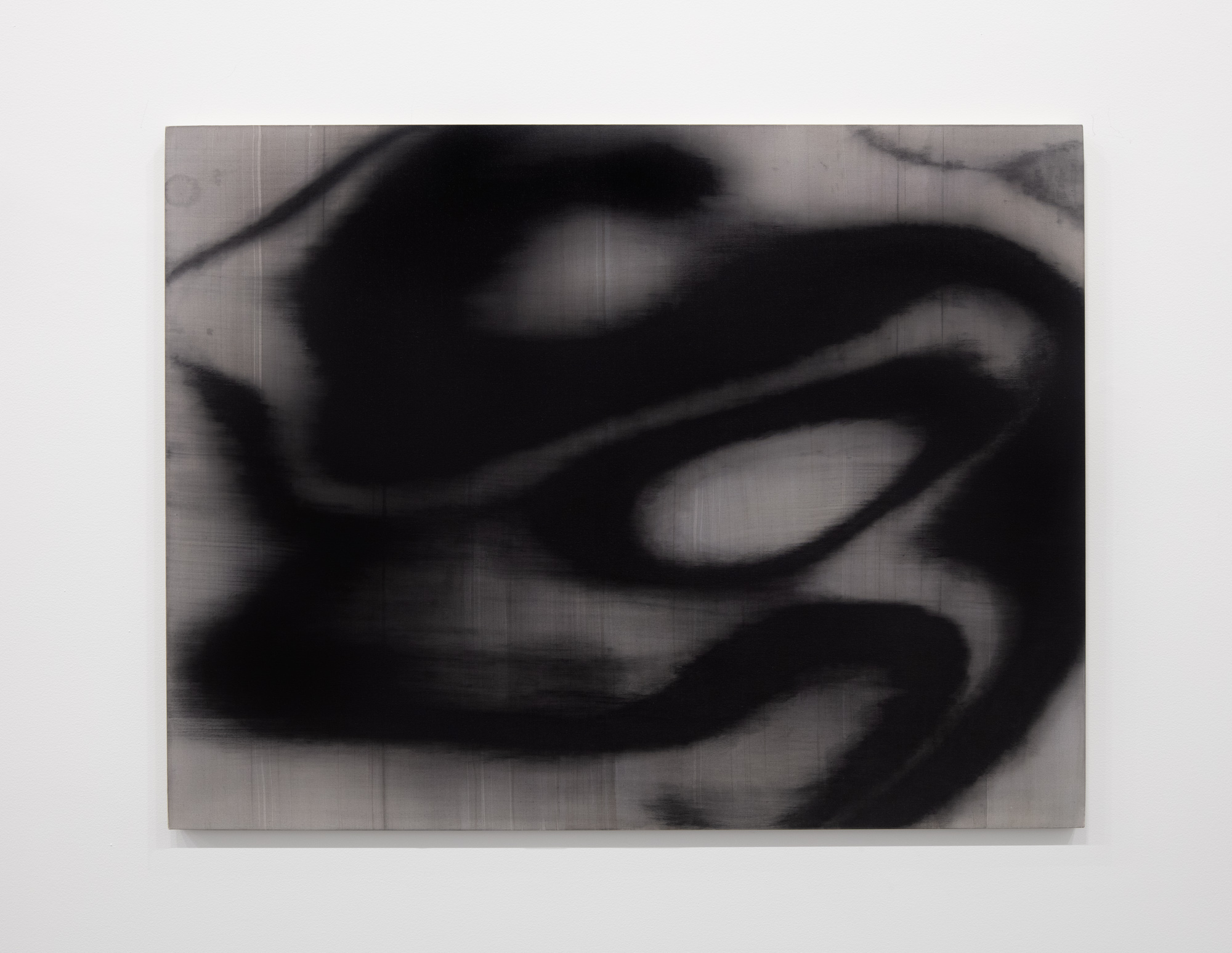 <i>Ouroboros</i>, 2023. Charcoal, gesso and oil on linen, 46 x 60 in (116.8 x 152.4 cm)
